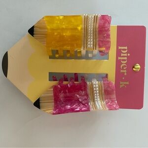 Piper K Yellow and Pink Pencil Hair Clips